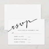 Eenvoudig Elegant RSVP Calligraphy Script Weduwen Kaartje (Voorkant / Achterkant)