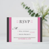 Eenvoudig Elegant RSVP-kaart (fuchsia/black) RSVP Kaartje (Staand voorkant)