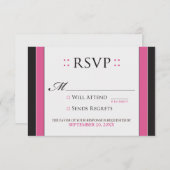 Eenvoudig Elegant RSVP-kaart (fuchsia/black) RSVP Kaartje (Voorkant / Achterkant)