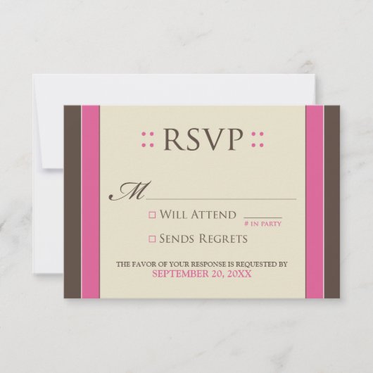 Eenvoudig Elegant RSVP-kaart (fuchsia/chocolade) RSVP Kaartje (Voorkant)
