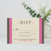 Eenvoudig Elegant RSVP-kaart (fuchsia/chocolade) RSVP Kaartje (Staand voorkant)