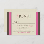Eenvoudig Elegant RSVP-kaart (fuchsia/chocolade) RSVP Kaartje (Voorkant / Achterkant)
