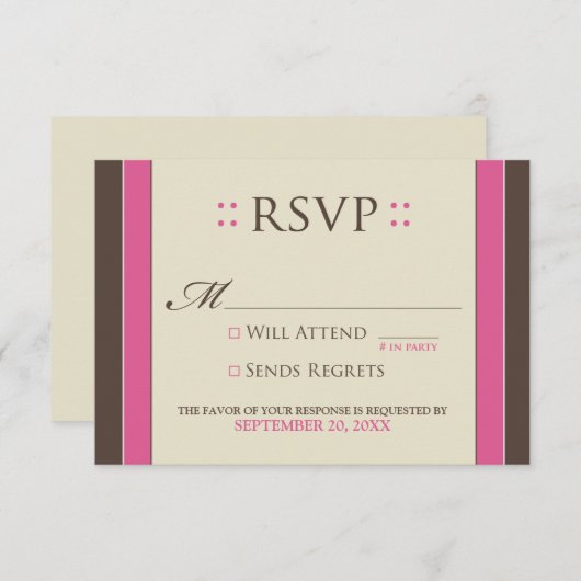 Eenvoudig Elegant RSVP-kaart (fuchsia/chocolade) RSVP Kaartje (Voorkant / Achterkant)