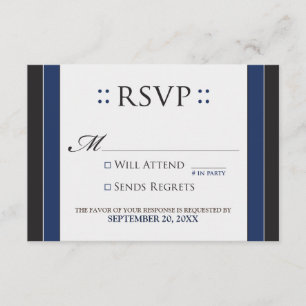 Eenvoudig Elegant RSVP-kaart (marine/zwart) RSVP Kaartje