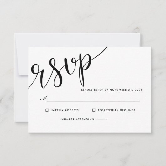 Eenvoudig Elegant RSVP Script Bruiloft Kaartje (Voorkant)