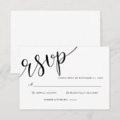 Eenvoudig Elegant RSVP Script Bruiloft Kaartje (Voorkant / Achterkant)