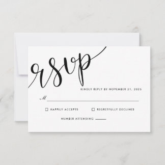 Eenvoudig Elegant RSVP Script Bruiloft Kaartje