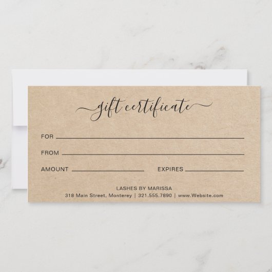 Eenvoudig Elegant Rustic Lashes Cadeaubon (Achterkant)