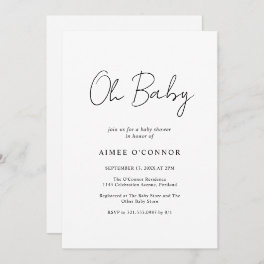 Eenvoudig Elegant Rustic Script Modern Baby shower Kaart (Voorkant / Achterkant)