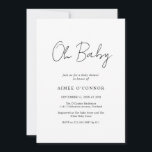 Eenvoudig Elegant Rustic Script Modern Baby shower Kaart<br><div class="desc">De moderne zwarte en witte uitnodiging van het baby shower met een eenvoudig ontwerp met "Oh Baby"in een rustic typografie van het stijlmanuscript. Deze elegante genderneutrale uitnodiging met een minimalistische lay-out is geweldig,  of je nu een jongen of een meisje hebt.</div>