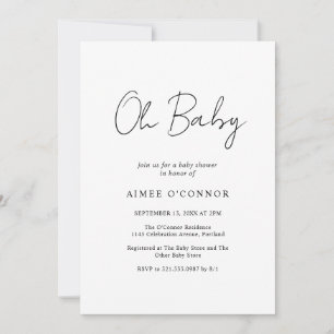 Eenvoudig Elegant Rustic Script Modern Baby shower Kaart