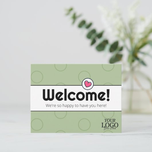 Eenvoudig Elegant Sage Green Business Welkom Briefkaart (Staand voorkant)