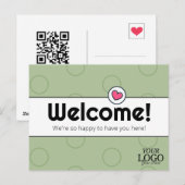 Eenvoudig Elegant Sage Green Business Welkom Briefkaart (Voorkant / Achterkant)