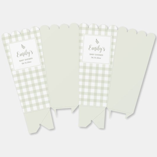 Eenvoudig Elegant Sage Green Gingham Baby shower Bedankdoosjes (Ongevouwen)