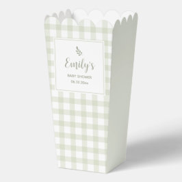 Eenvoudig Elegant Sage Green Gingham Baby shower Bedankdoosjes
