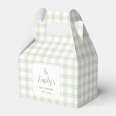 Eenvoudig Elegant Sage Green Gingham Baby shower Bedankdoosjes (Achterkant)