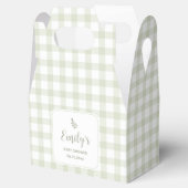 Eenvoudig Elegant Sage Green Gingham Baby shower Bedankdoosjes (Geopend)
