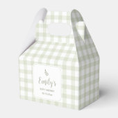 Eenvoudig Elegant Sage Green Gingham Baby shower Bedankdoosjes (Voorkant Zijde)