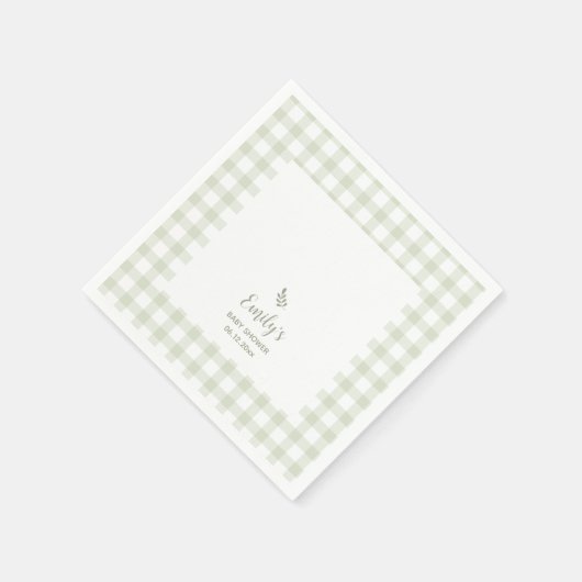 Eenvoudig Elegant Sage Green Gingham Baby shower Servet (Hoek)