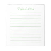 Eenvoudig Elegant Sage Green Lined Personalized Notitieblok (Voorkant)
