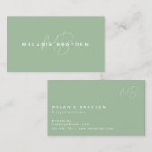 Eenvoudig Elegant Sage Green Minimalist Monogram Visitekaartje (Voorkant / Achterkant)