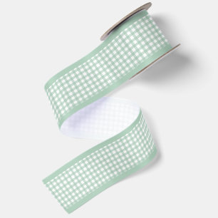 Eenvoudig Elegant Saliegroen Cottagecore Gingham Satijnen Lint