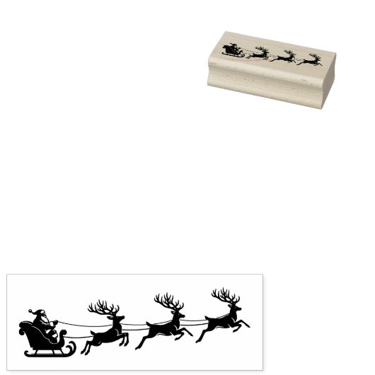 Eenvoudig Elegant Santa's Reindeer Sleigh Motief Rubberstempel (Gestempeld)