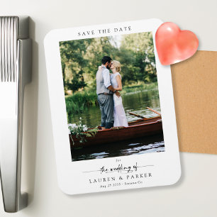 Eenvoudig Elegant Save the Date Script Trouwfoto Magneet