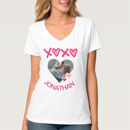Eenvoudig Elegant Schattige Liefde Valentijns Paar T-shirt (Voorkant)