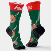 Eenvoudig Elegant Schattige Rendier Kerstgezin Sokken (Gebogen)