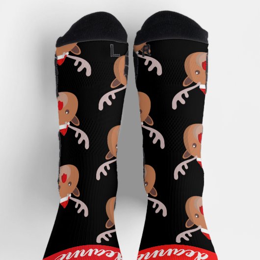 Eenvoudig Elegant Schattige Rendier Kerstgezin Sokken (Top)