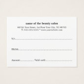 Eenvoudig Elegant Schoon Licht Pastel Cadeaubon Visitekaartje (Achterkant)