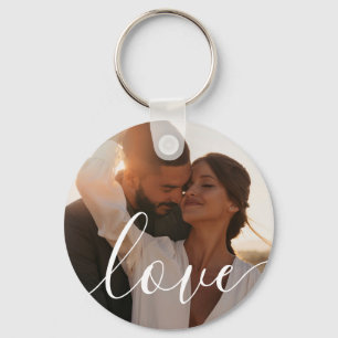 Eenvoudig Elegant Schrift 2 Foto Sleutelhanger