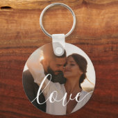 Eenvoudig Elegant Schrift 2 Foto Sleutelhanger (Voorkant)