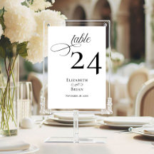 Eenvoudig Elegant Schrift Bruiloft Tafelnummer