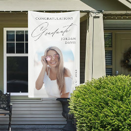 Eenvoudig Elegant Schrift Foto Afstudeerfeest Spandoek