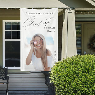 Eenvoudig Elegant Schrift Foto Afstudeerfeest Spandoek