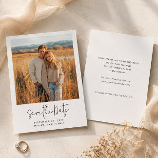 Eenvoudig Elegant Schrift Foto Budget Save the Dat Date