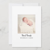 Eenvoudig Elegant Schrift Nieuwgeboren Baby Minima Aankondiging (Achterkant)