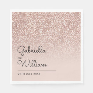 Eenvoudig Elegant Schrift Roze Gouden Glitters Servet