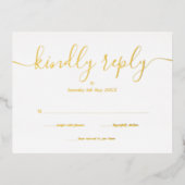 Eenvoudig Elegant Schrift RSVP Goud Folie Uitnodiging Briefkaart (Voorkant)