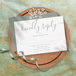 Eenvoudig Elegant Schrift Sage Groene Trouw RSVP Kaartje