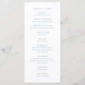 Eenvoudig Elegant Schrift Stofblauw Bruiloft Programmakaart (Achterkant)