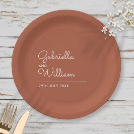 Eenvoudig Elegant Schrift Terracotta Bruiloft Papieren Bordje