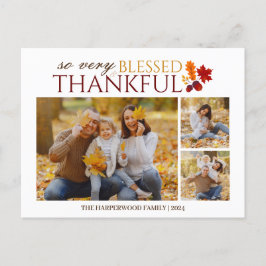Eenvoudig Elegant Schrift thanksgiving familie 3 f Feestdagenkaart