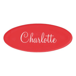 Eenvoudig Elegant Schrift Voornaam Rood Zakelijk Naambadge