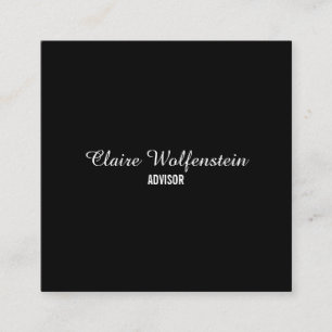 Eenvoudig Elegant Schrift Zwart en Wit Vierkante Visitekaartje