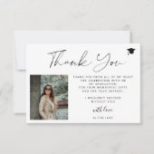 Eenvoudig elegant script 2 foto afstuderen bedankkaart (Voorkant)