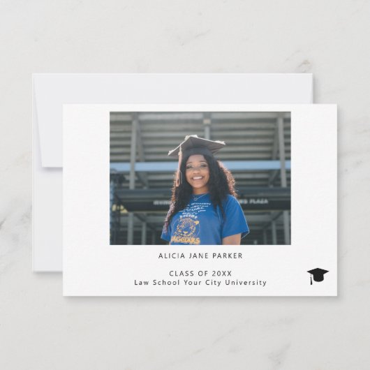 Eenvoudig elegant script 2 foto afstuderen bedankkaart (Achterkant)