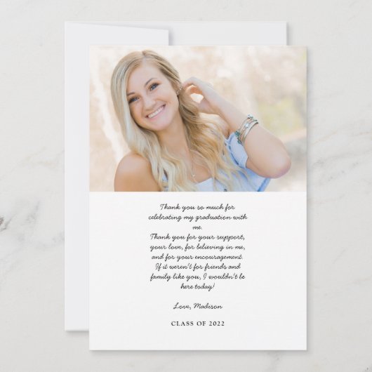 Eenvoudig Elegant Script 2 Foto Afstuderen Bedankkaart (Achterkant)